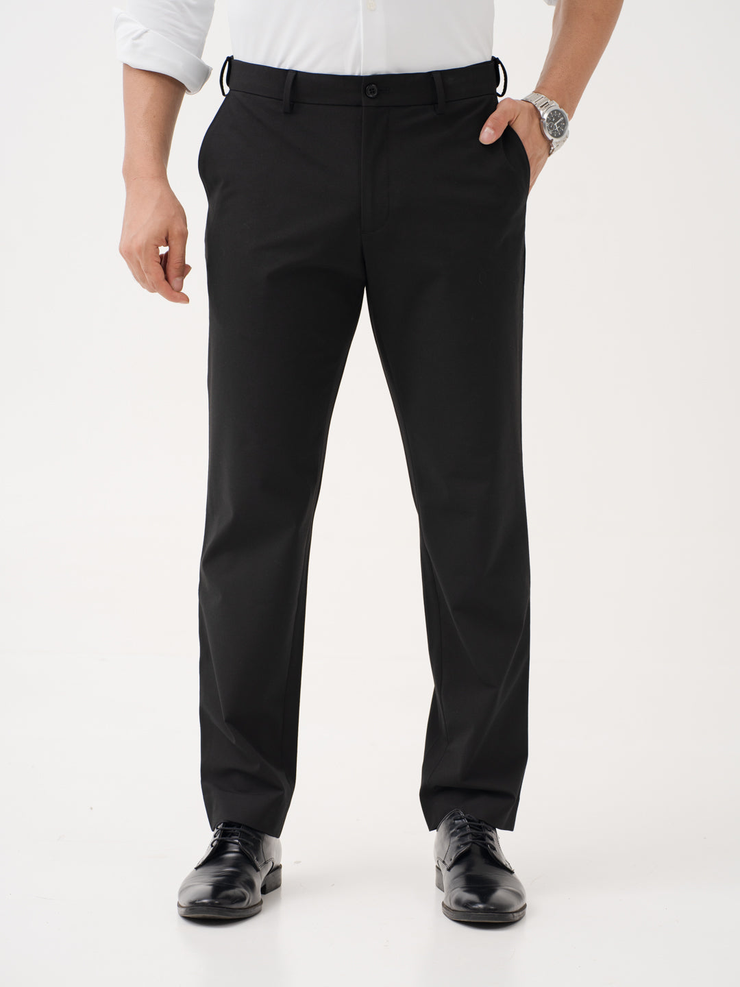 Everyday Black Relaxed Fit Stretch Formal Pants