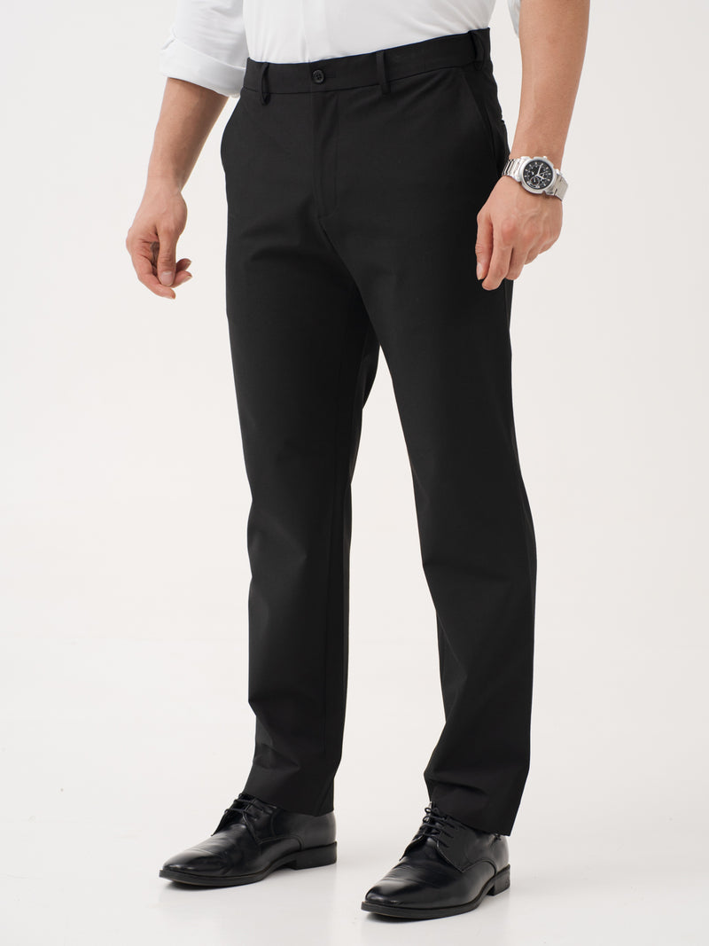 Everyday Black Relaxed Fit Stretch Formal Pants