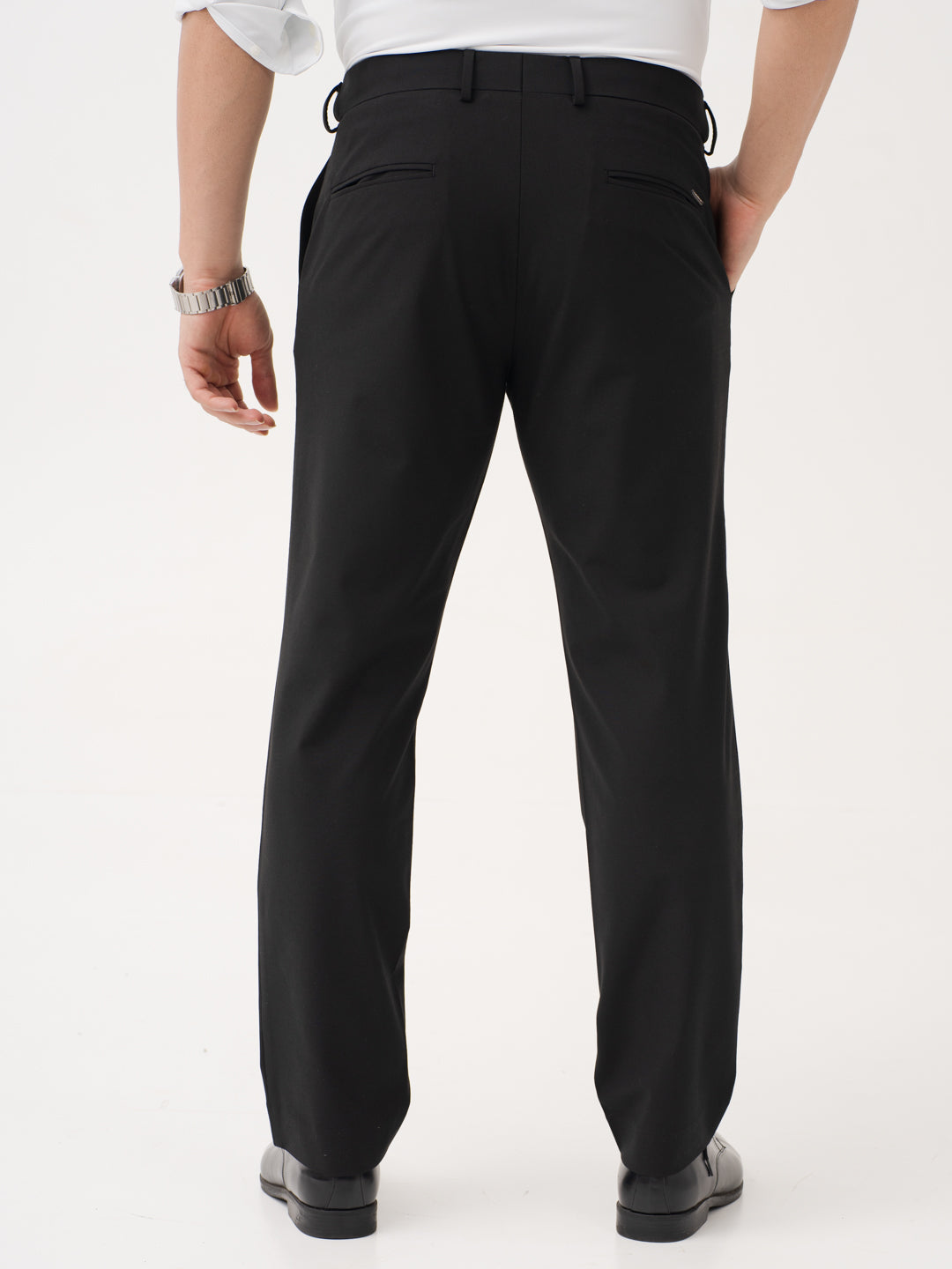 Everyday Black Relaxed Fit Stretch Formal Pants