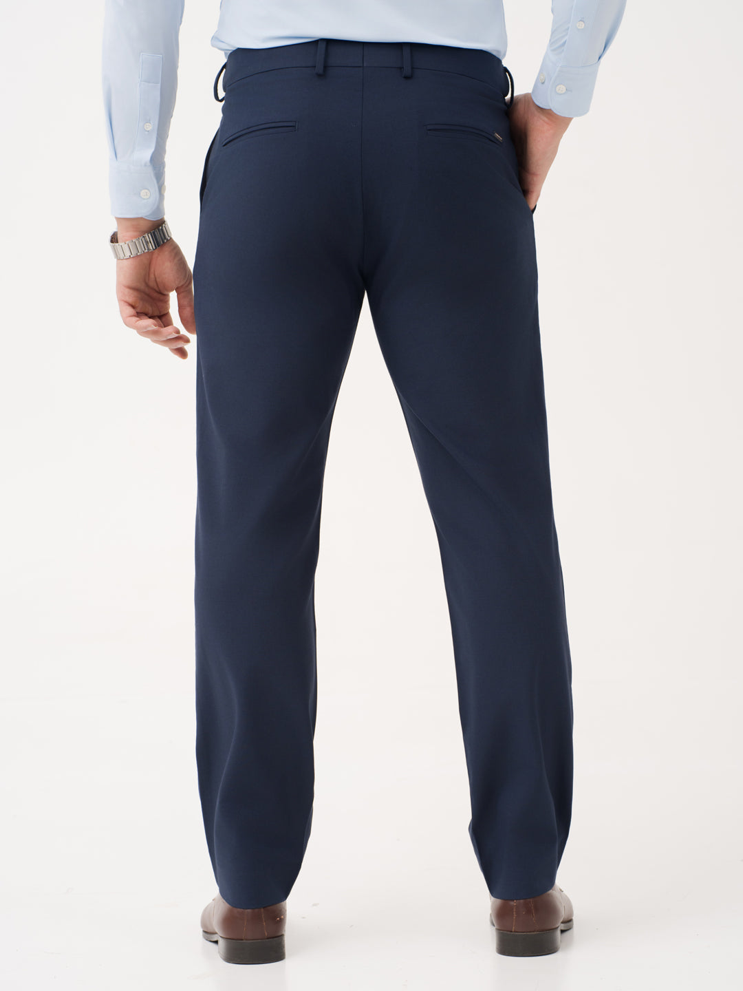 Buy Men's Daily Navy Blue Relaxed Fit Formal Trousers Online Buy Men's Daily Navy Blue Relaxed Fit Formal Trousers Online