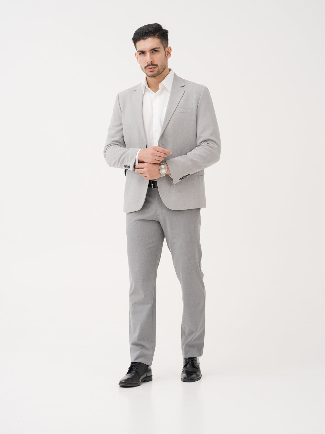 Effortless Grey Relaxed Fit Stretch Formal Pants