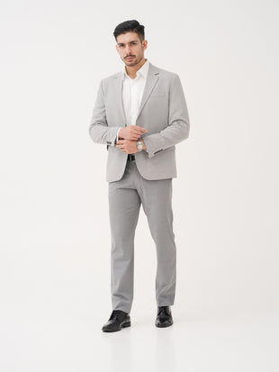 Effortless Grey Relaxed Fit Stretch Formal Pants
