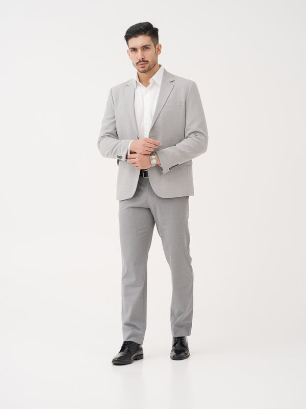 Effortless Grey Relaxed Fit Stretch Formal Pants