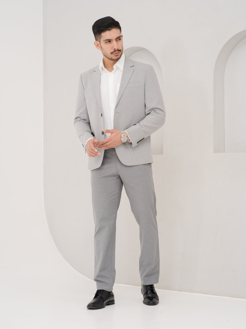 Effortless Grey Relaxed Fit Stretch Formal Pants