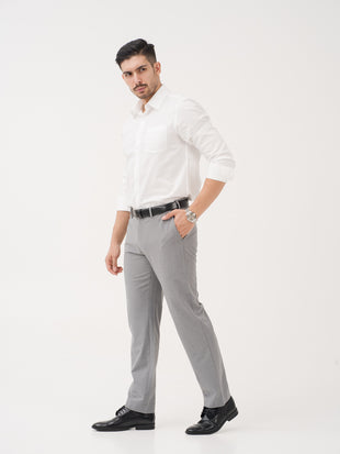 Effortless Grey Relaxed Fit Stretch Formal Pants