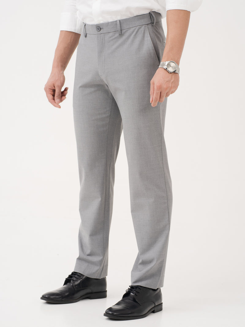Effortless Grey Relaxed Fit Stretch Formal Pants