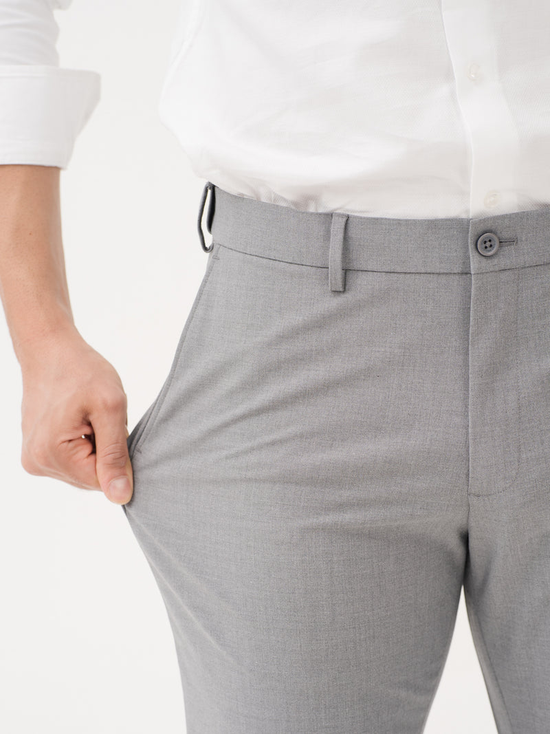 Effortless Grey Relaxed Fit Stretch Formal Pants