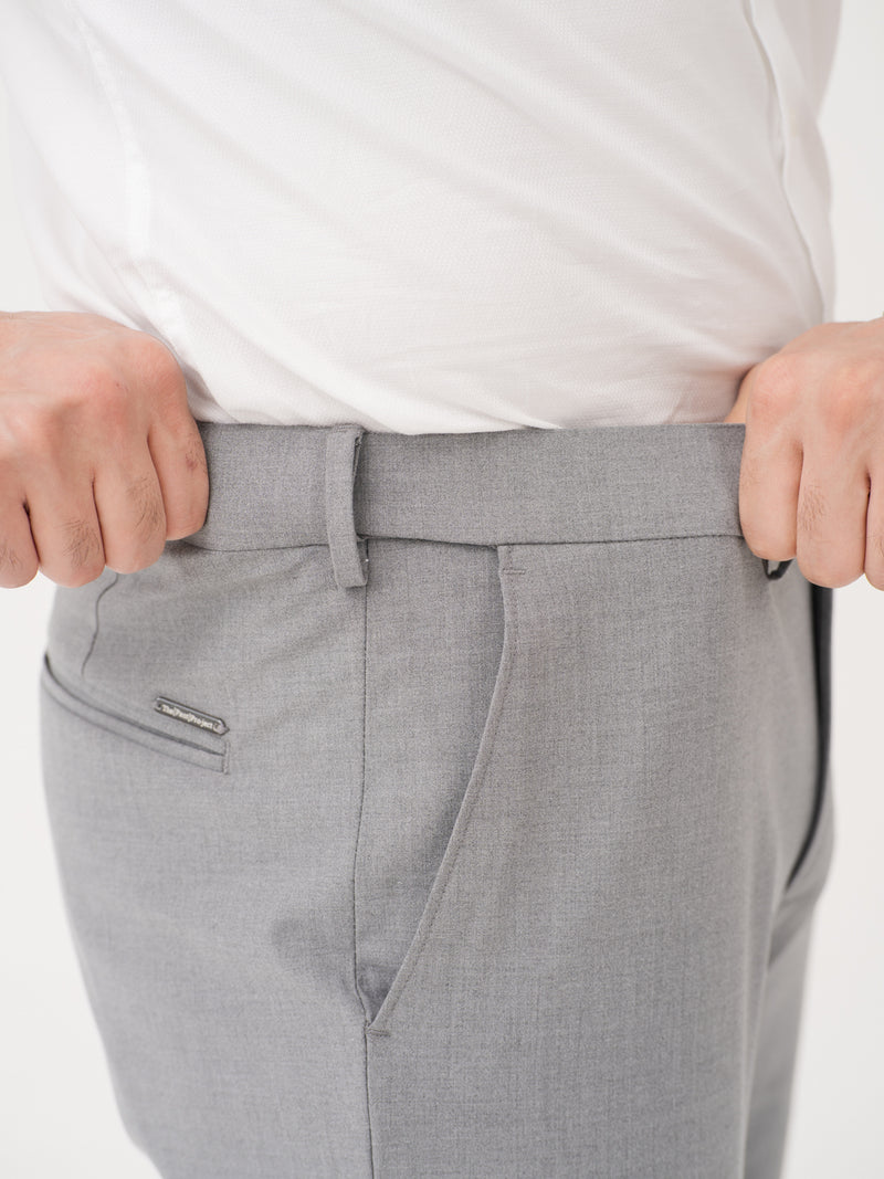 Effortless Grey Relaxed Fit Stretch Formal Pants