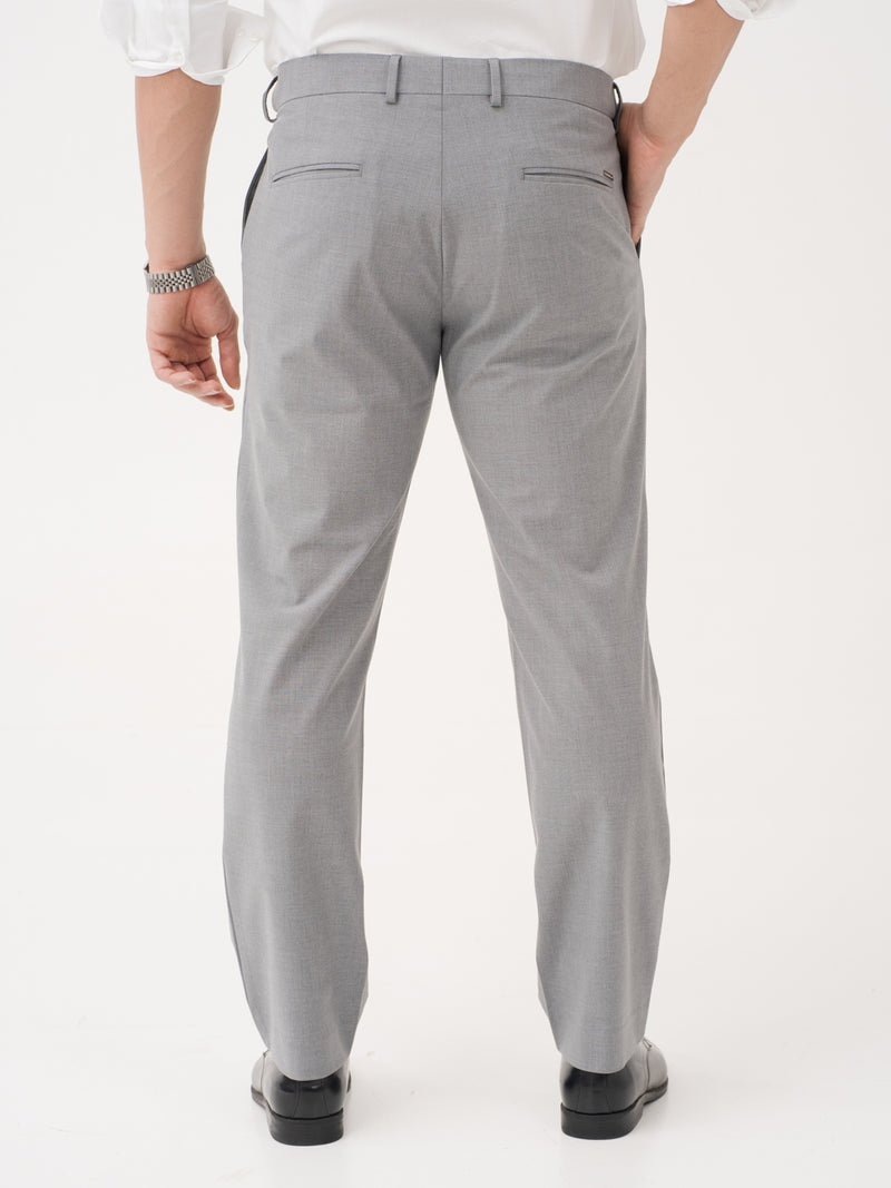 Effortless Grey Relaxed Fit Stretch Formal Pants