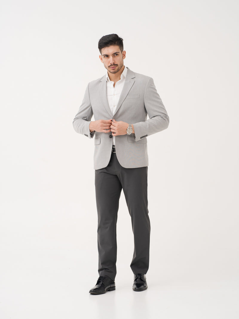 Timeless Grey Relaxed Fit Stretch Formal Pants