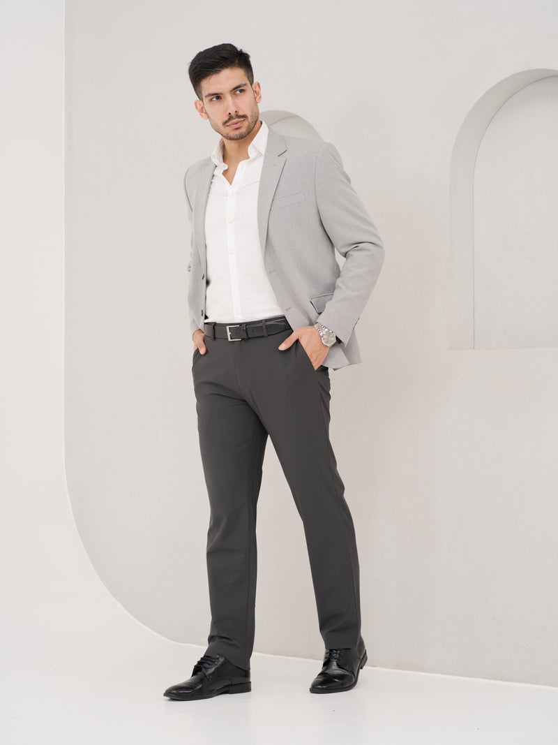 Timeless Grey Relaxed Fit Stretch Formal Pants