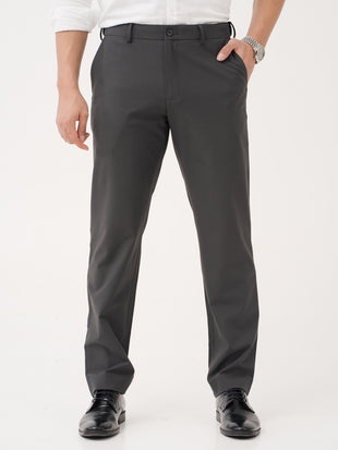 Timeless Grey Relaxed Fit Stretch Formal Pants