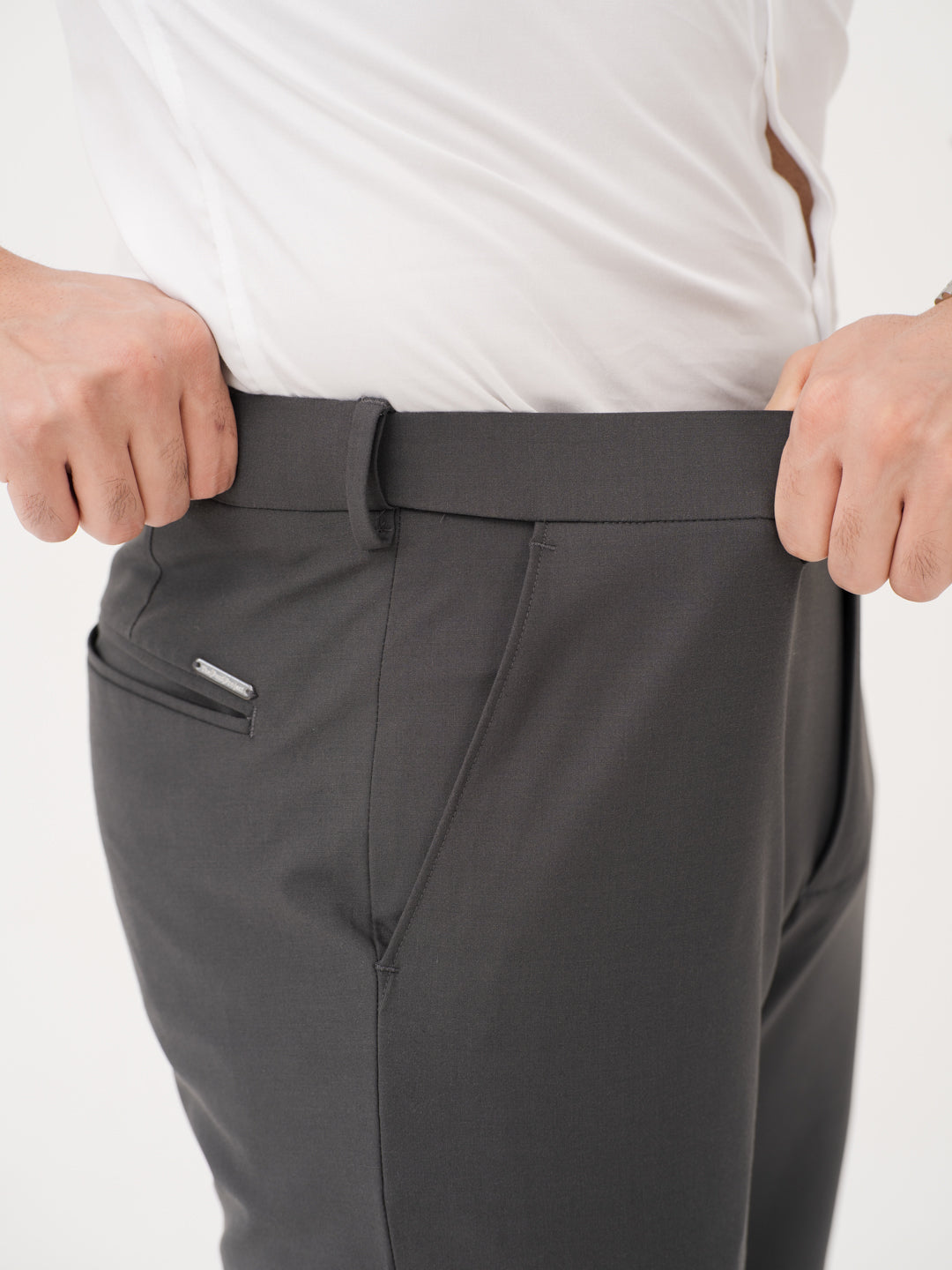 Timeless Grey Relaxed Fit Stretch Formal Pants