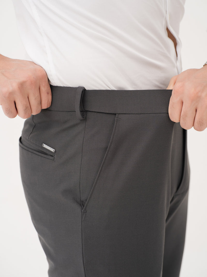 Timeless Grey Relaxed Fit Stretch Formal Pants