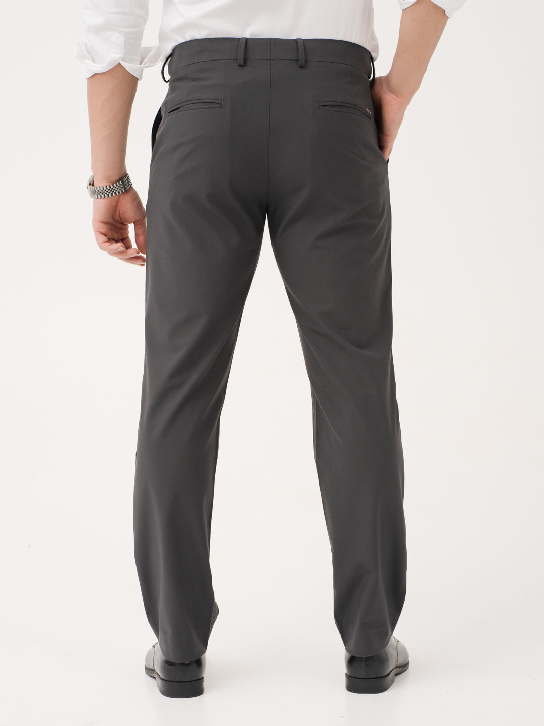 Timeless Grey Relaxed Fit Stretch Formal Pants