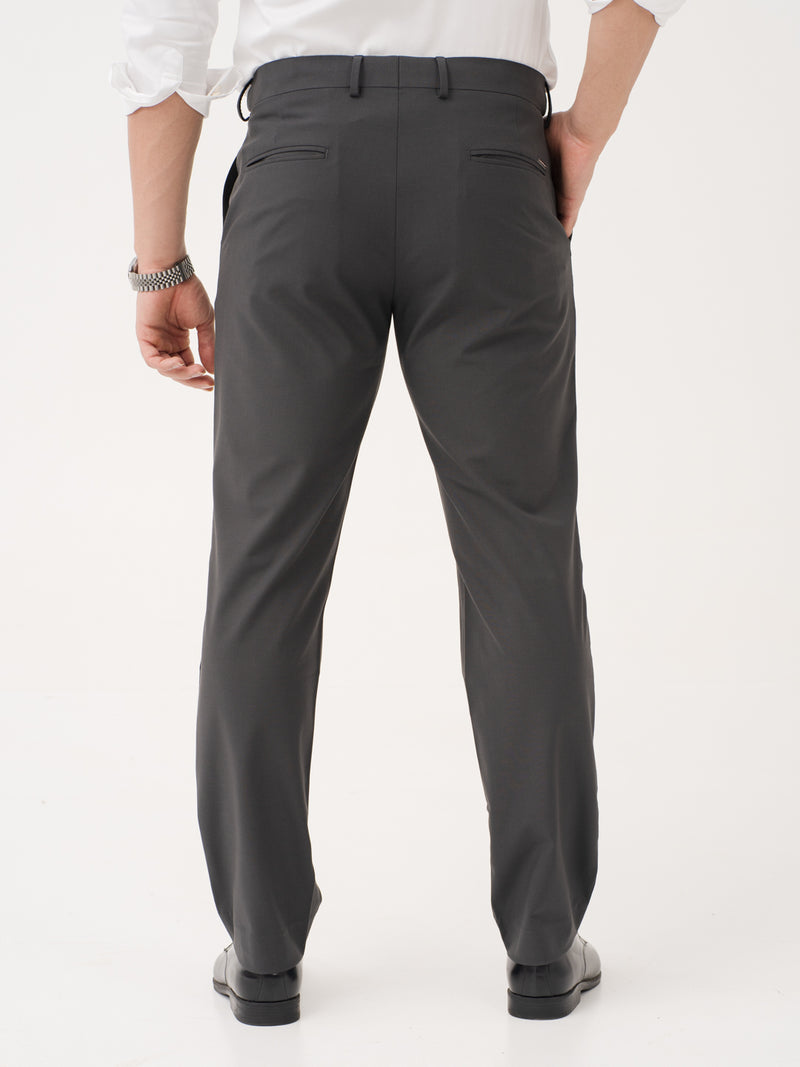Timeless Grey Relaxed Fit Stretch Formal Pants