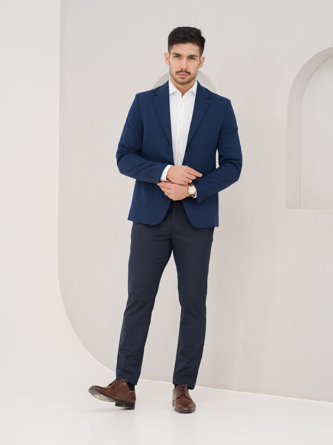Kairo Navy Luxury Twill Relaxed Fit Stretch Formal Pants