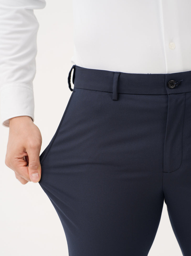 Kairo Navy Luxury Twill Relaxed Fit Stretch Formal Pants