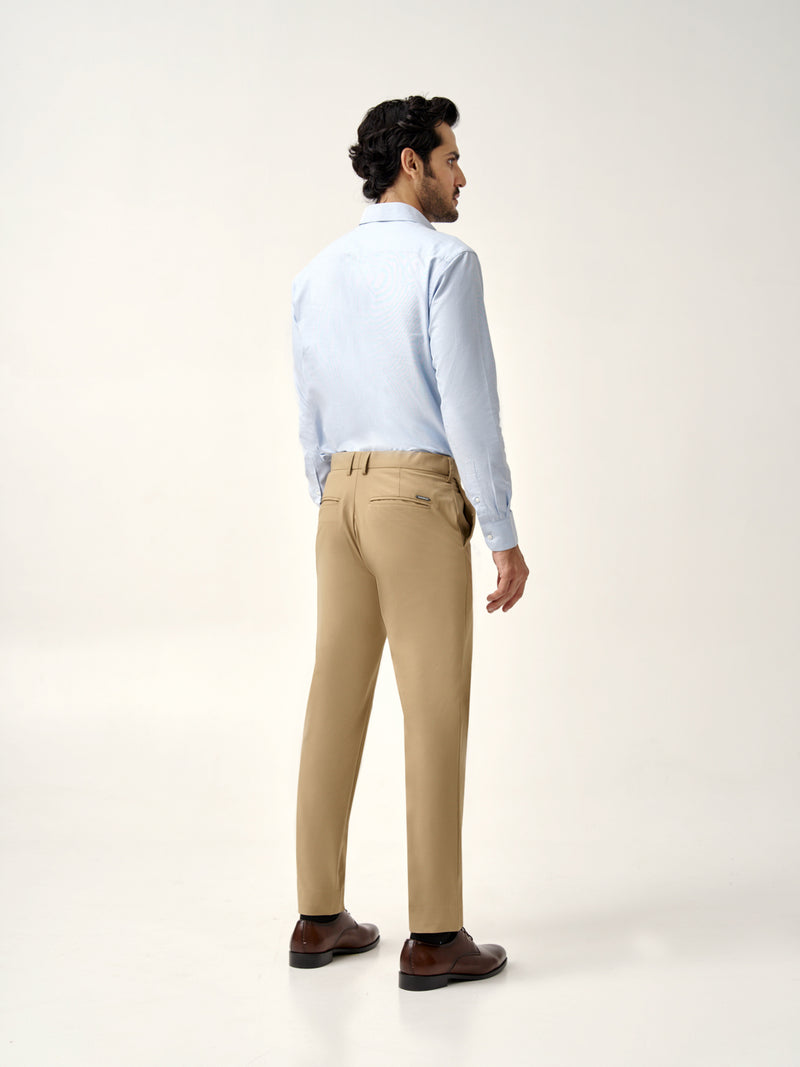 elastic stretch of Pant Project's camel trousers