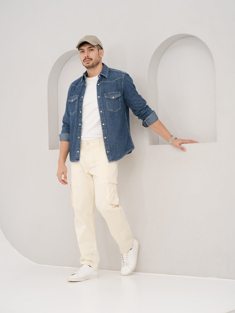 Burl Beige Relaxed Fit Stretch Cargo Pants
