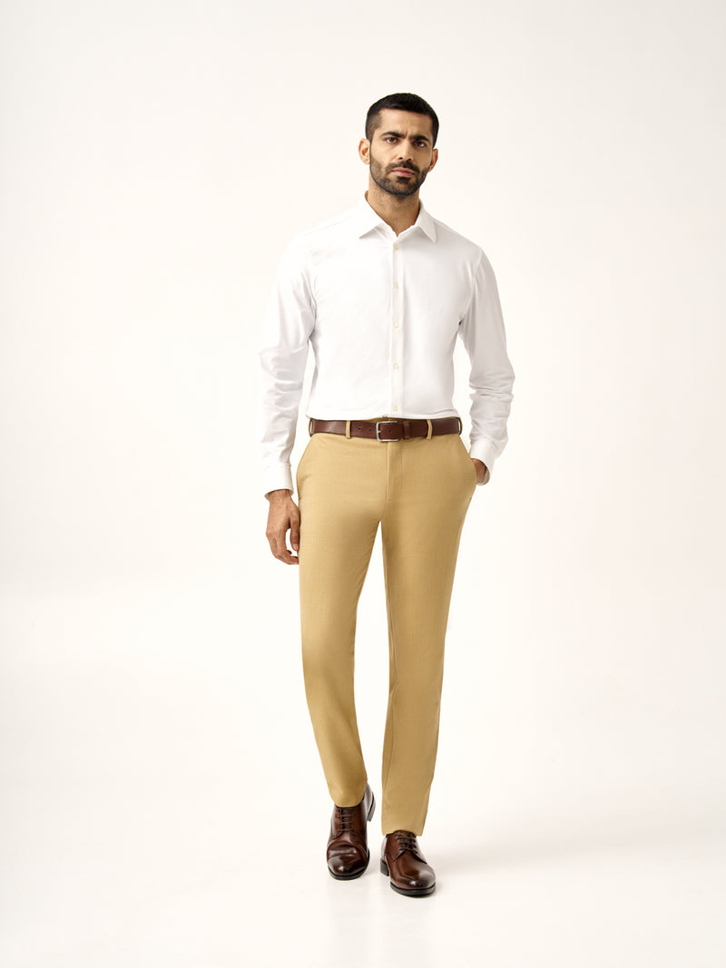 Khaki Textured All Weather Stretch Pants