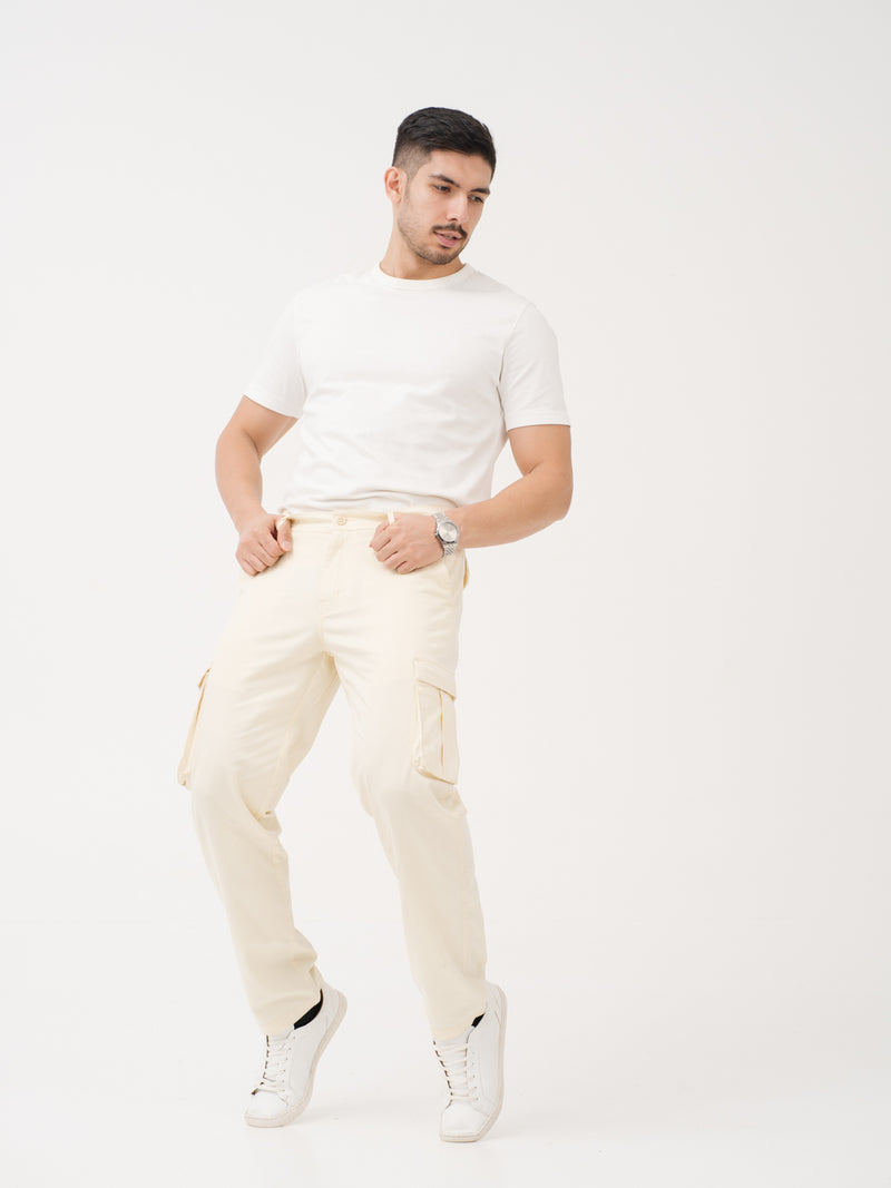 Burl Beige Relaxed Fit Stretch Cargo Pants
