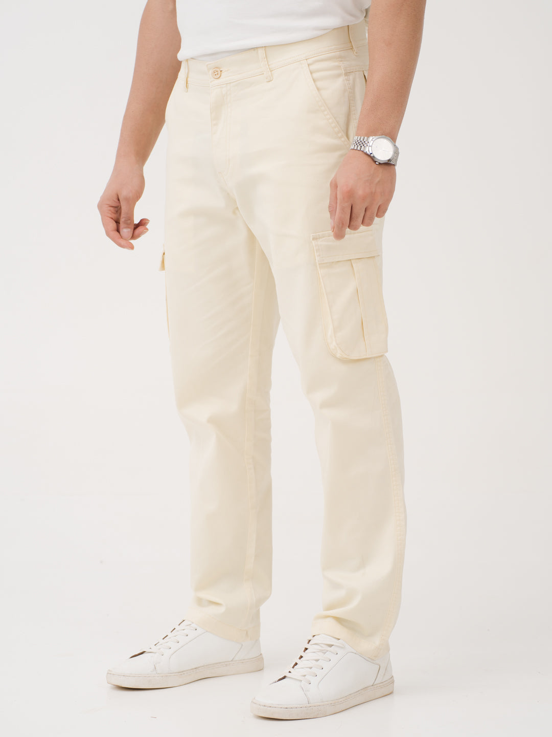 Burl Beige Relaxed Fit Stretch Cargo Pants