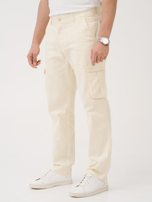 Burl Beige Relaxed Fit Stretch Cargo Pants