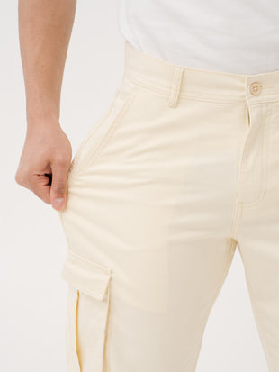 Burl Beige Relaxed Fit Stretch Cargo Pants