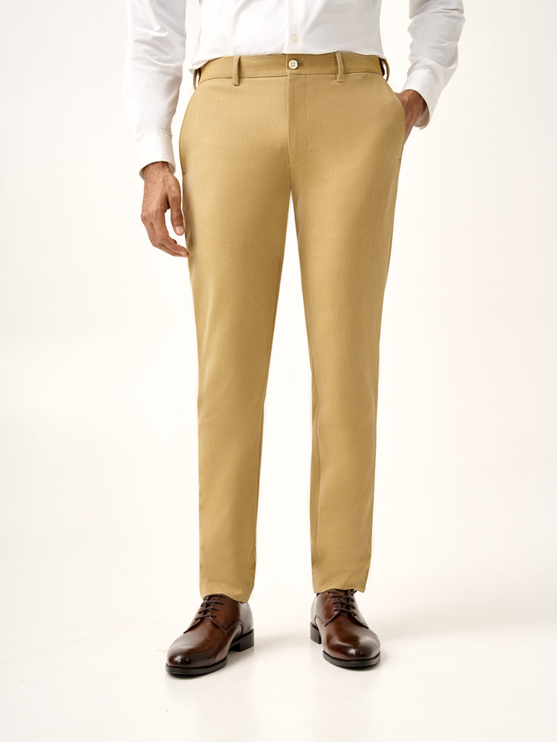 Khaki Textured All Weather Stretch Pants