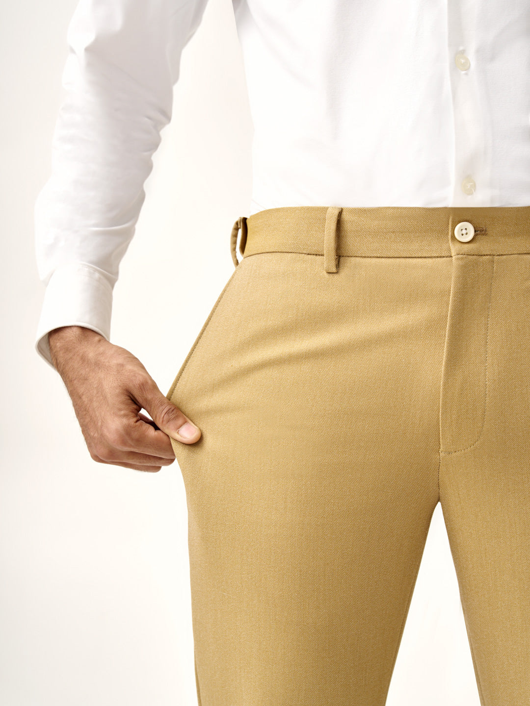 Khaki Textured All Weather Stretch Pants