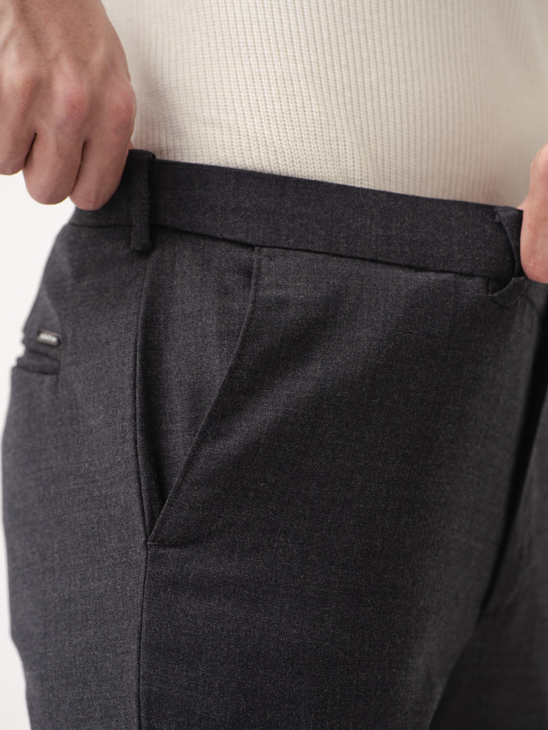 Anthracite Black Merino Wool Pants