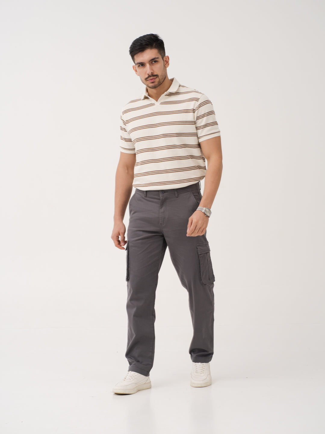 Cave Grey Relaxed Fit Stretch Cargo Pants