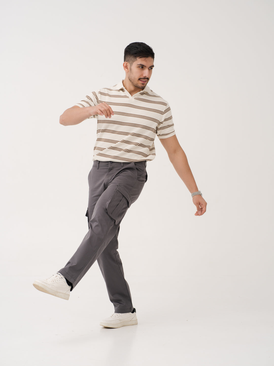 Cave Grey Relaxed Fit Stretch Cargo Pants