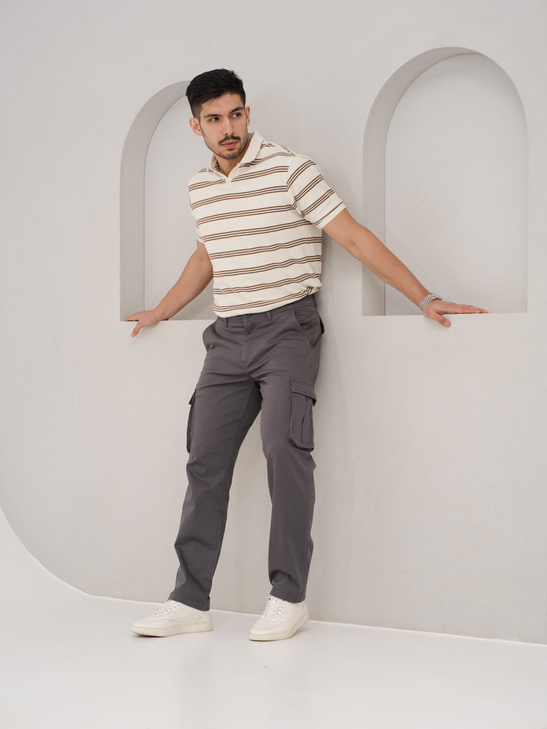 Cave Grey Relaxed Fit Stretch Cargo Pants
