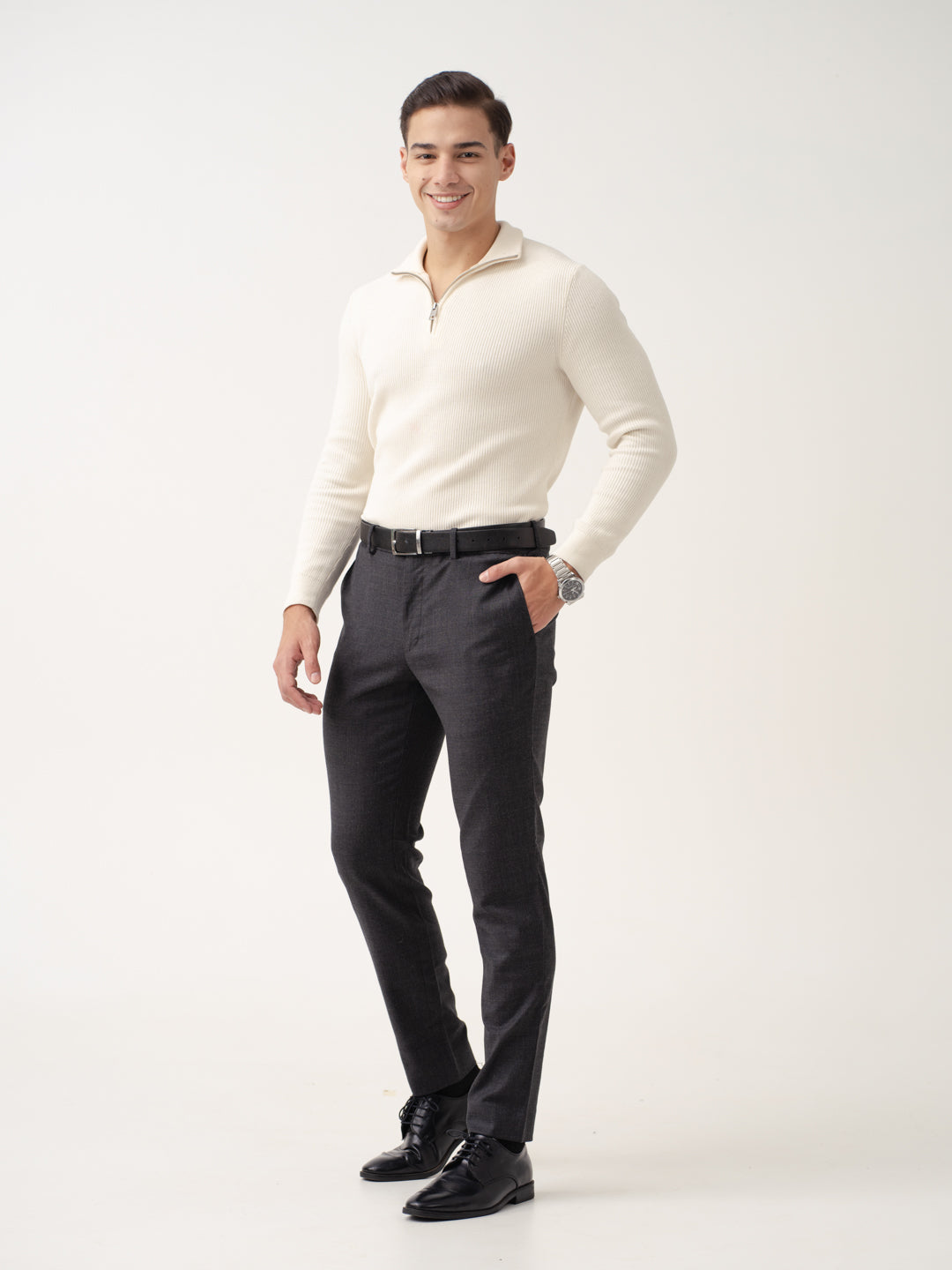 Anthracite Black Merino Wool Pants