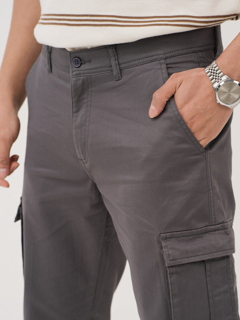 Cave Grey Relaxed Fit Stretch Cargo Pants