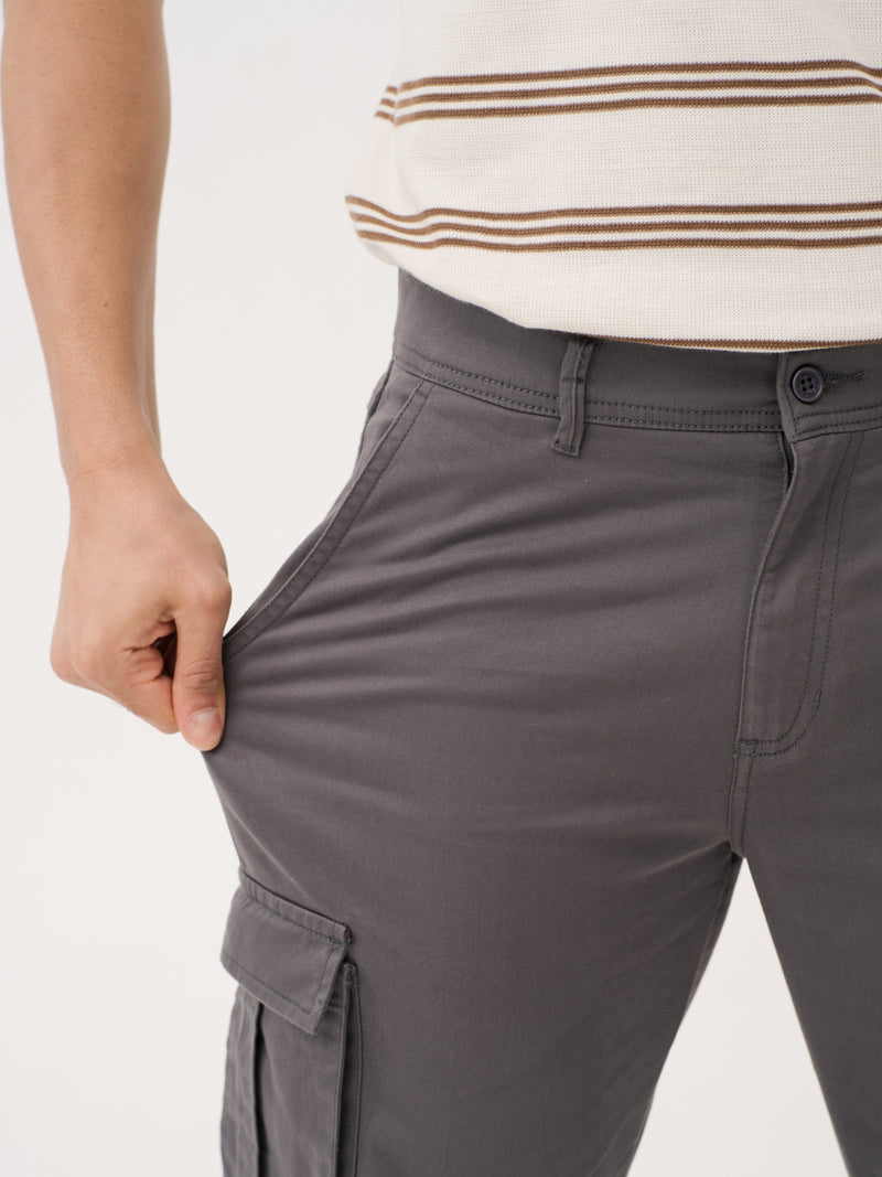 Cave Grey Relaxed Fit Stretch Cargo Pants
