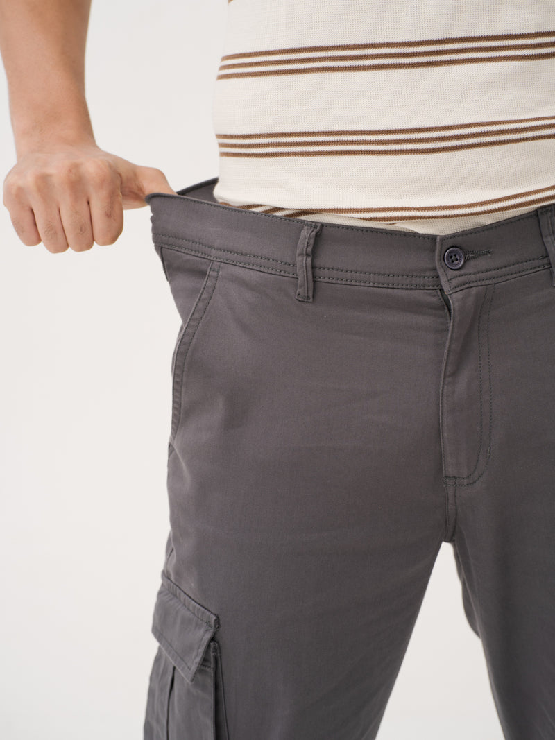 Cave Grey Relaxed Fit Stretch Cargo Pants