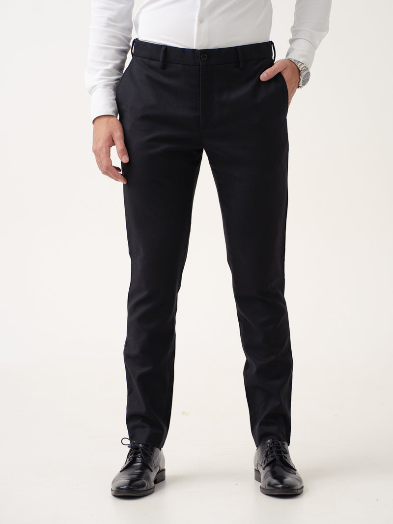 Deep Black Merino Wool Pants