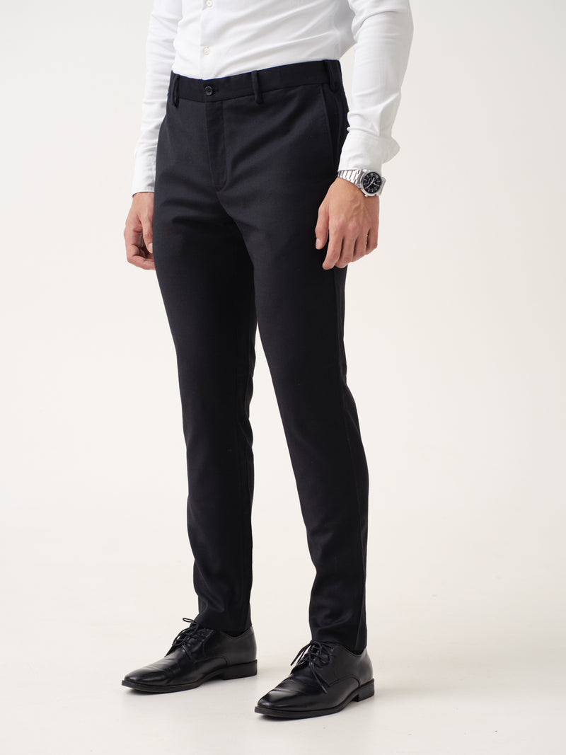 Deep Black Merino Wool Pants