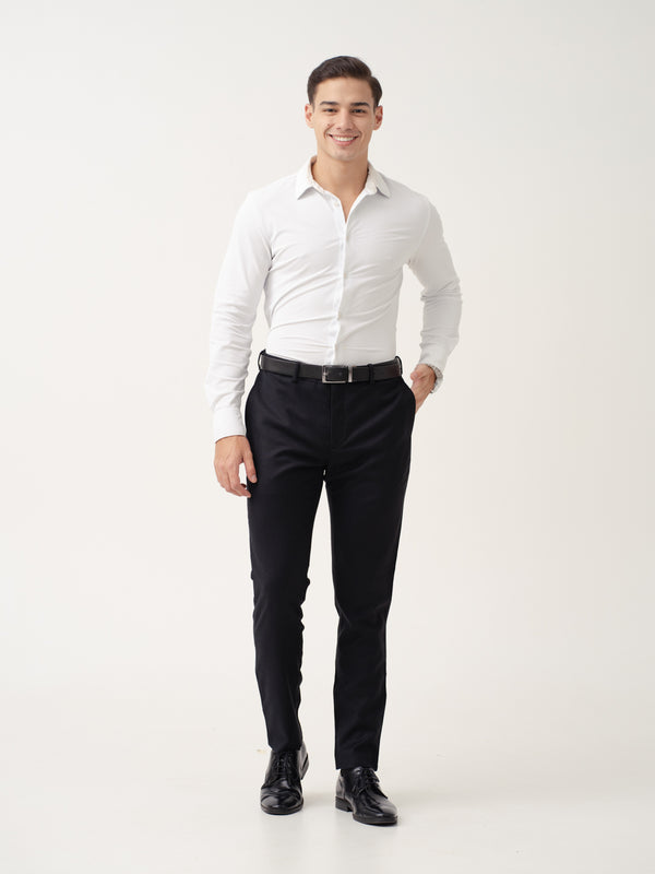 Deep Black Merino Wool Pants