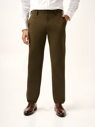 Verdant Olive Water Repellent Relaxed Fit Stretch Formal Pant