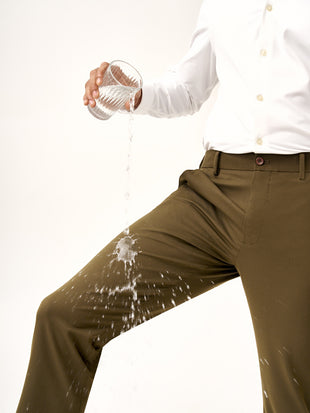 Verdant Olive Water Repellent Relaxed Fit Stretch Formal Pant