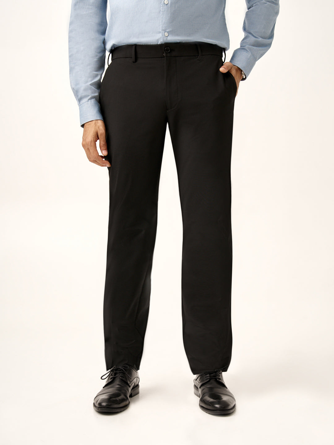 Brisk Black Water Repellent Relaxed Fit Stretch Formal Pant