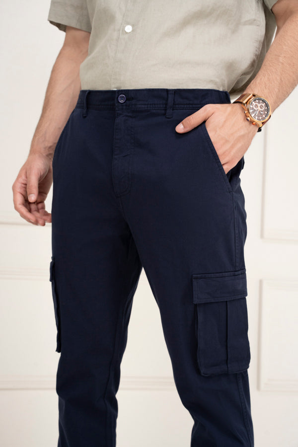 navy blue cargo pants slim fit