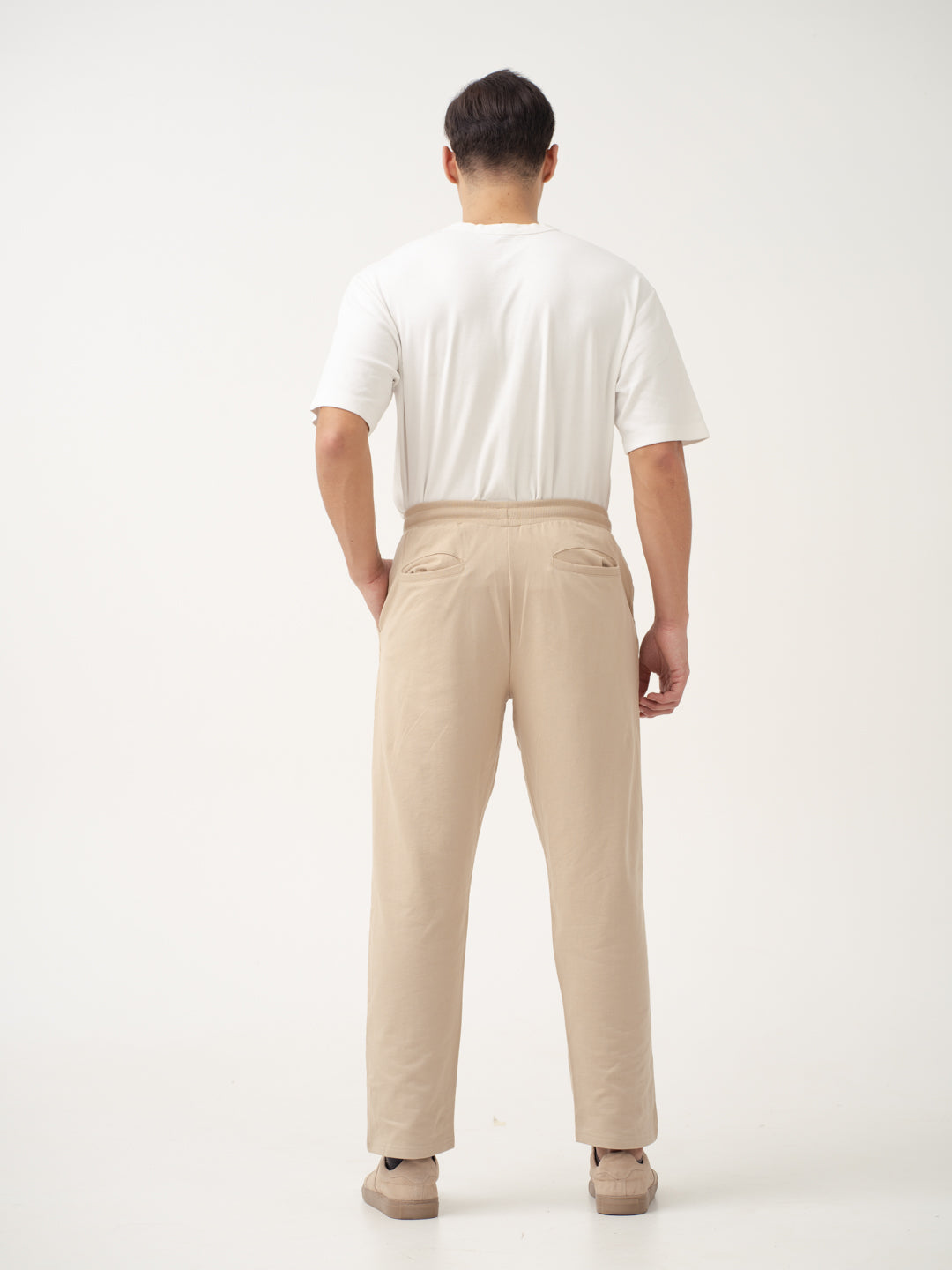 back view of nomad beige sweatpant by pant project with casual fit