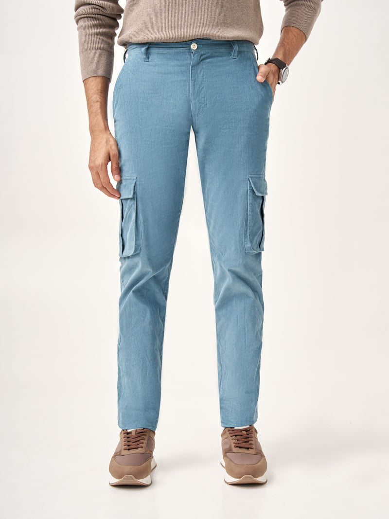 BoraBora Blue Corduroy Stretch Cargo Pants