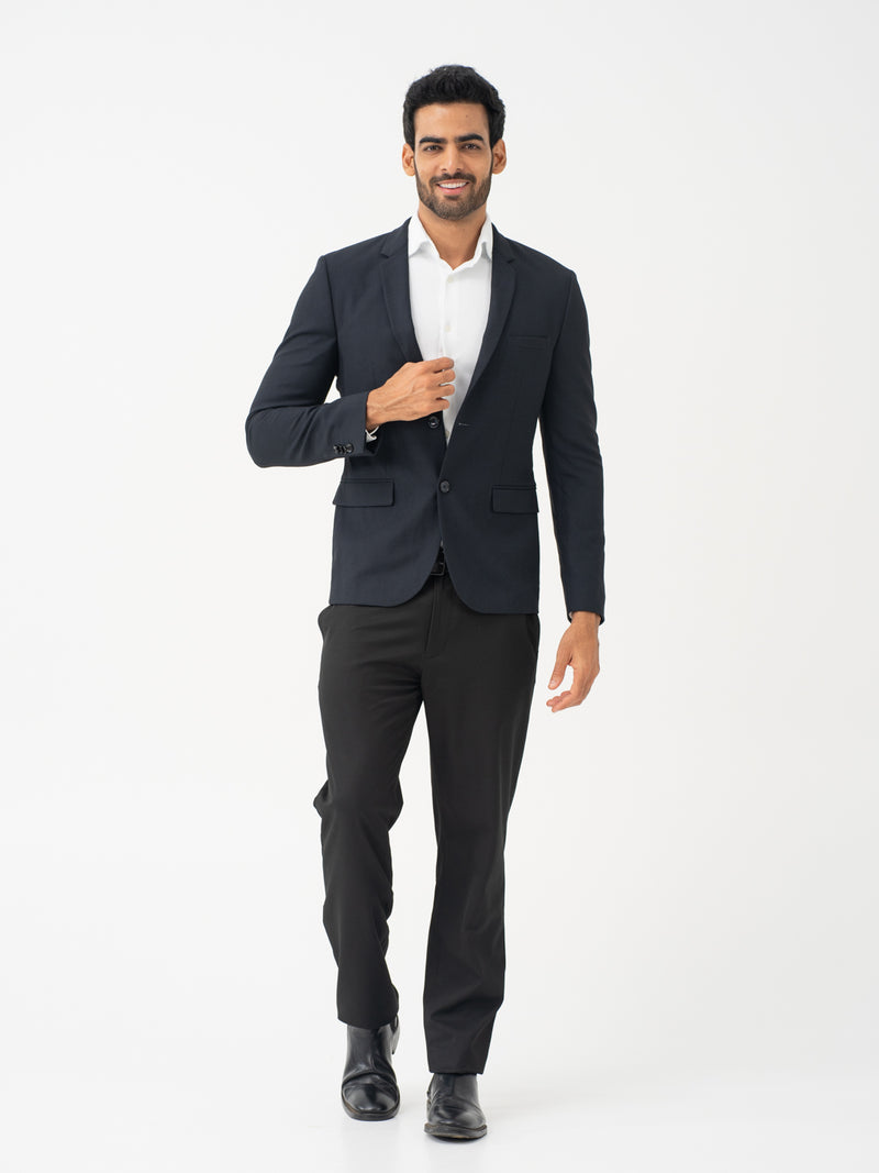 Brisk Black Water Repellent Relaxed Fit Stretch Formal Pant