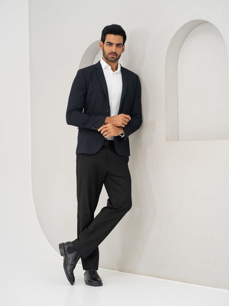 Brisk Black Water Repellent Relaxed Fit Stretch Formal Pant